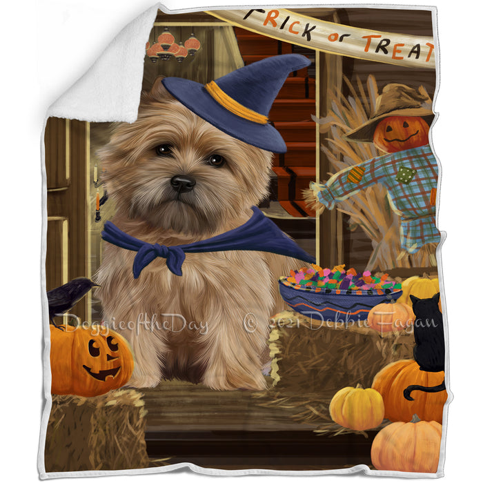Enter at Own Risk Trick or Treat Halloween Cairn Terrier Dog Blanket BLNKT94917