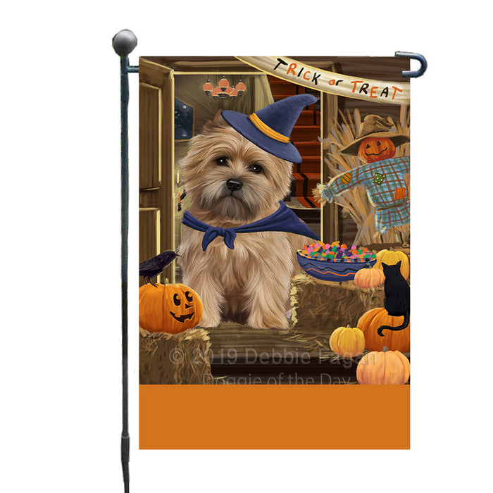 Personalized Enter at Own Risk Trick or Treat Halloween Cairn Terrier Dog Custom Garden Flags GFLG-DOTD-A59521