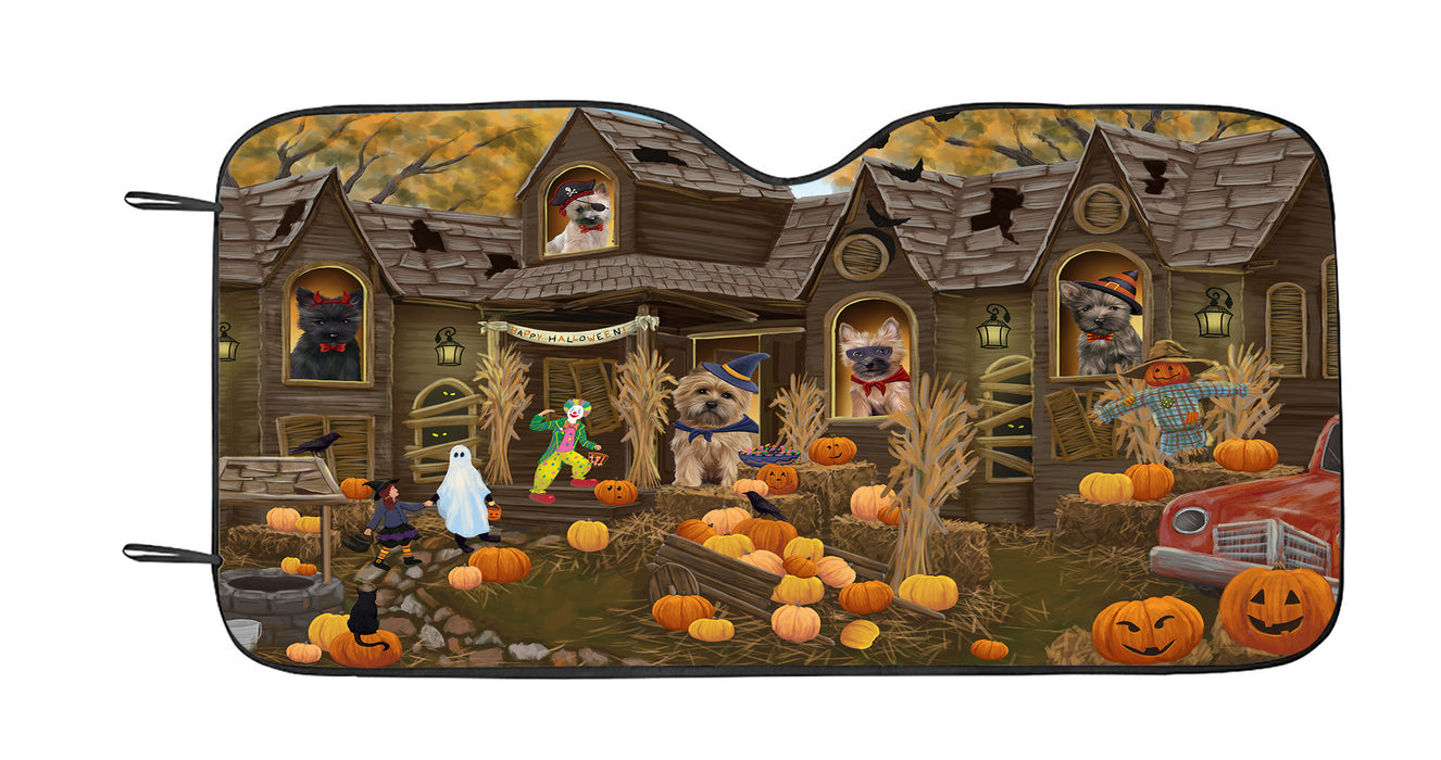 Haunted House Halloween Trick or Treat Cairn Terrier Dogs Car Sun Shade