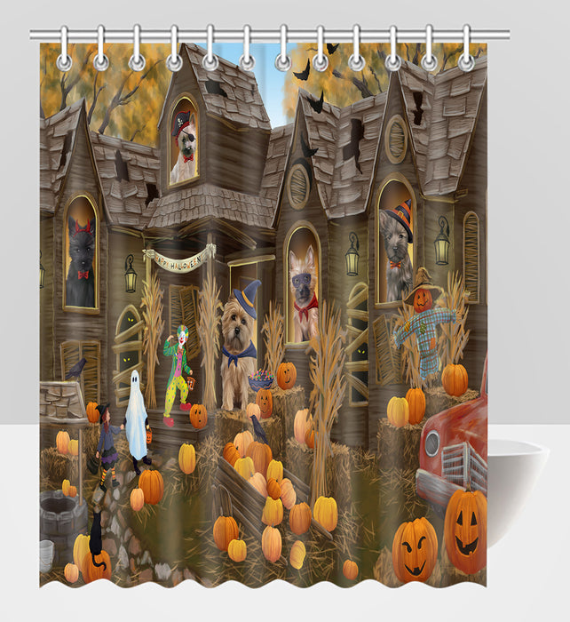 Haunted House Halloween Trick or Treat Cairn Terrier Dogs Shower Curtain