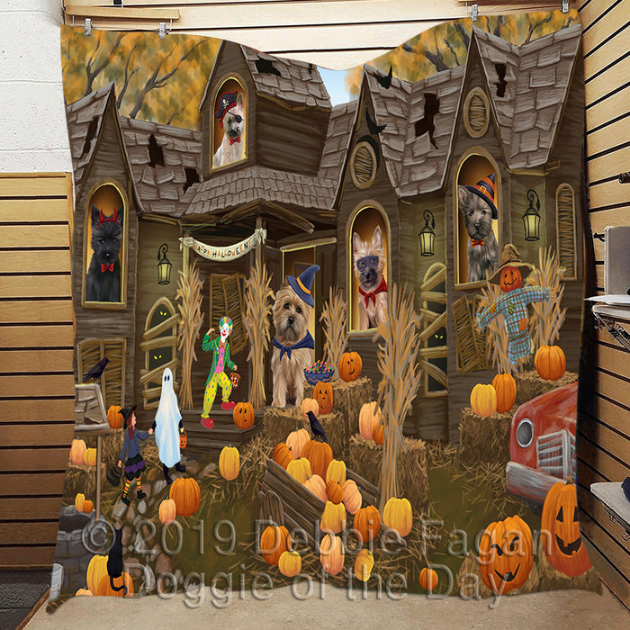 Haunted House Halloween Trick or Treat Cairn Terrier Dogs Quilt