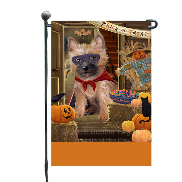 Personalized Enter at Own Risk Trick or Treat Halloween Cairn Terrier Dog Custom Garden Flags GFLG-DOTD-A59523