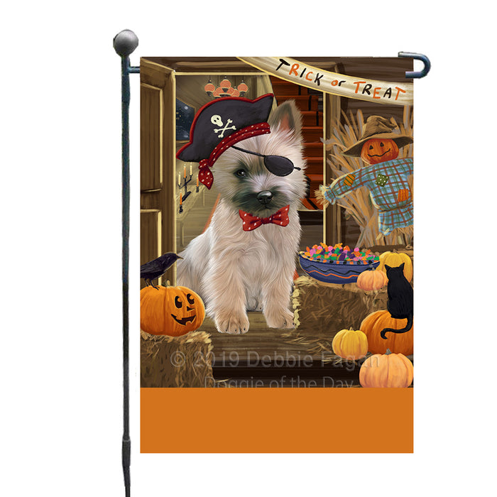 Personalized Enter at Own Risk Trick or Treat Halloween Cairn Terrier Dog Custom Garden Flags GFLG-DOTD-A59524