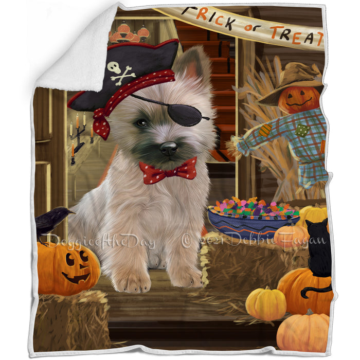 Enter at Own Risk Trick or Treat Halloween Cairn Terrier Dog Blanket BLNKT94935