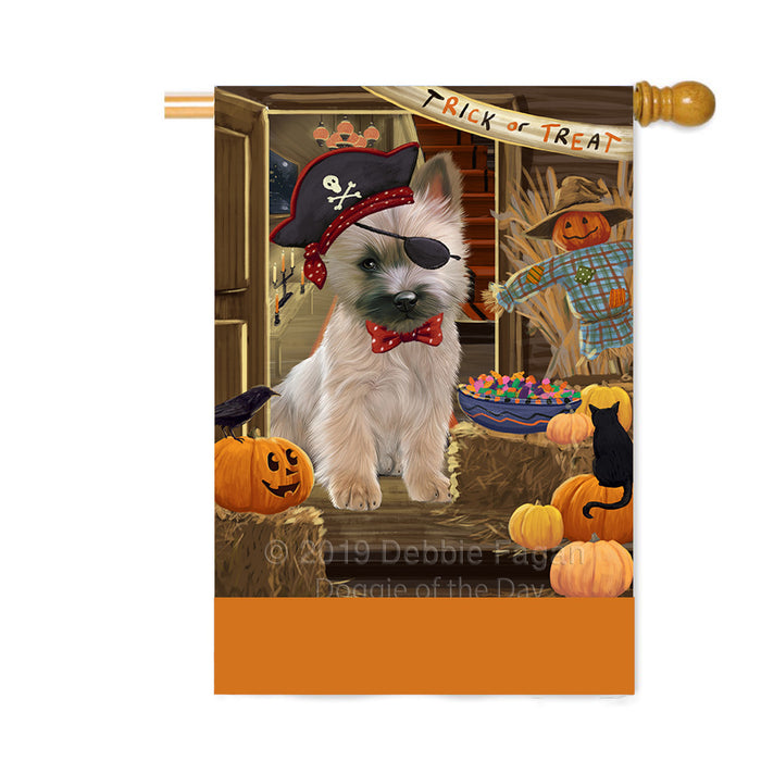 Personalized Enter at Own Risk Trick or Treat Halloween Cairn Terrier Dog Custom House Flag FLG-DOTD-A59580