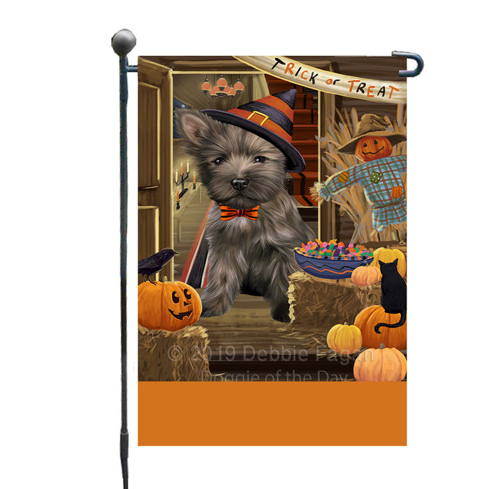 Personalized Enter at Own Risk Trick or Treat Halloween Cairn Terrier Dog Custom Garden Flags GFLG-DOTD-A59526