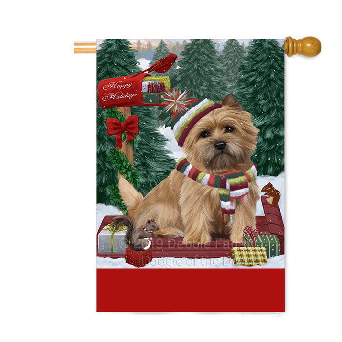 Personalized Merry Christmas Woodland Sled Cairn Terrier Dog Custom House Flag FLG-DOTD-A61594
