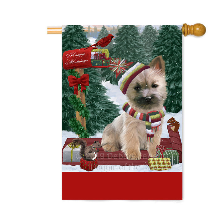 Personalized Merry Christmas Woodland Sled Cairn Terrier Dog Custom House Flag FLG-DOTD-A61595