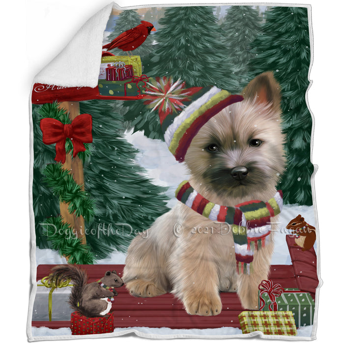 Merry Christmas Woodland Sled Cairn Terrier Dog Blanket BLNKT113367