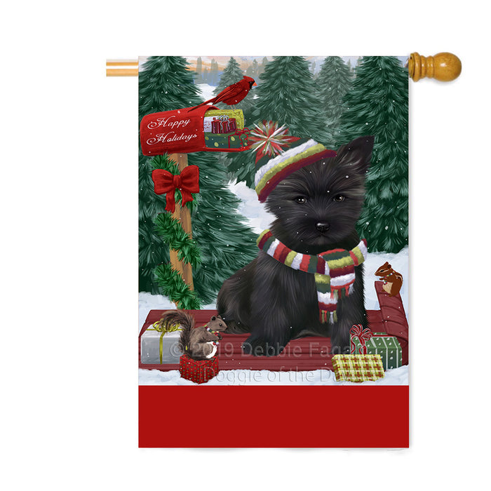 Personalized Merry Christmas Woodland Sled Cairn Terrier Dog Custom House Flag FLG-DOTD-A61597