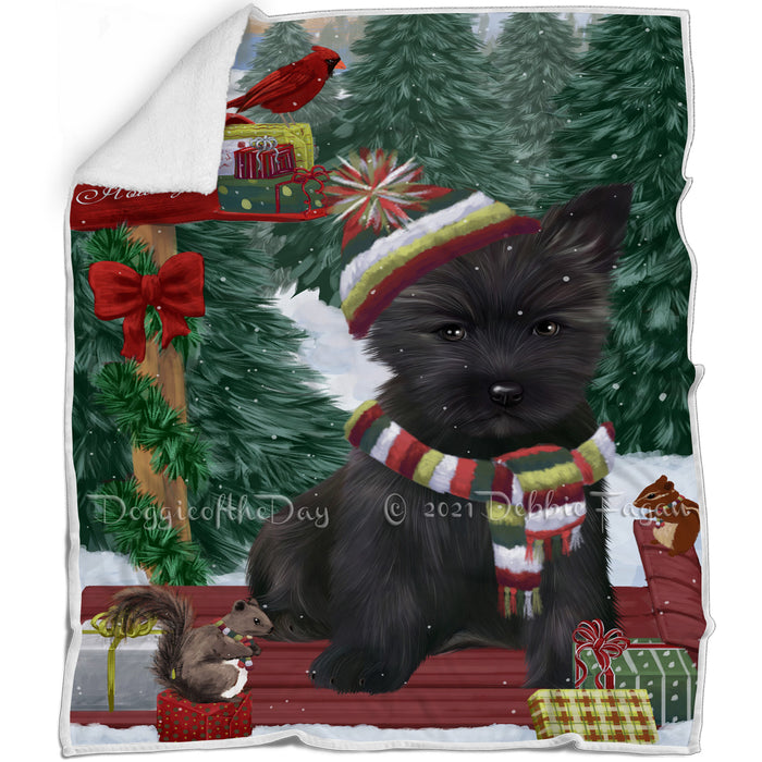 Merry Christmas Woodland Sled Cairn Terrier Dog Blanket BLNKT113385