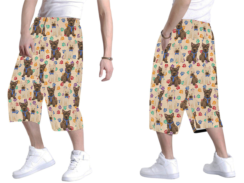 Rainbow Paw Print Cairn Terrier Dogs Blue All Over Print Men's Baggy Shorts