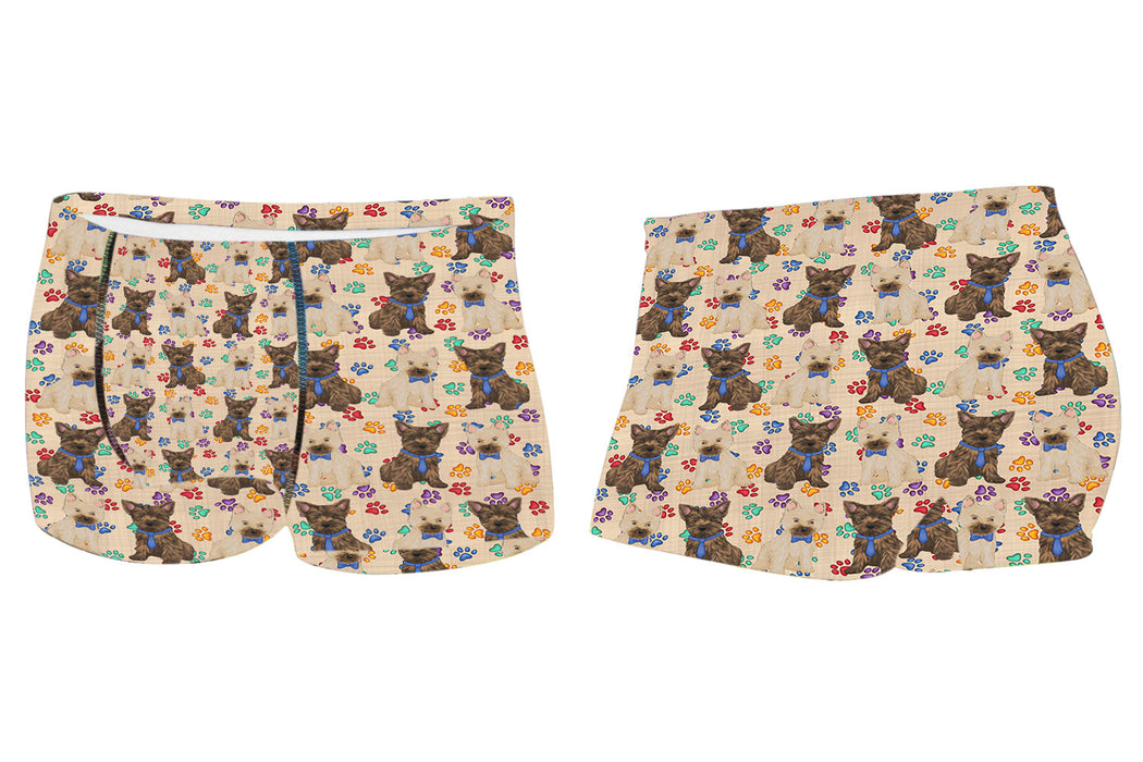 Rainbow Paw Print Cairn Terrier Dogs BlueMen's All Over Print Boxer Briefs