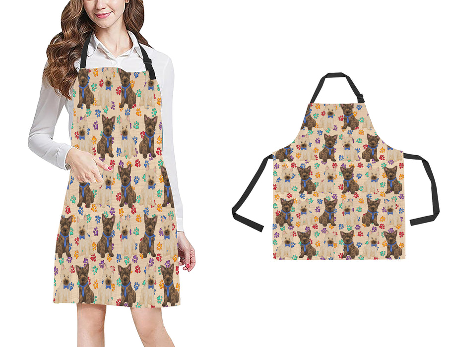 Rainbow Paw Print Cairn Terrier Dogs Blue All Over Print Adjustable Apron