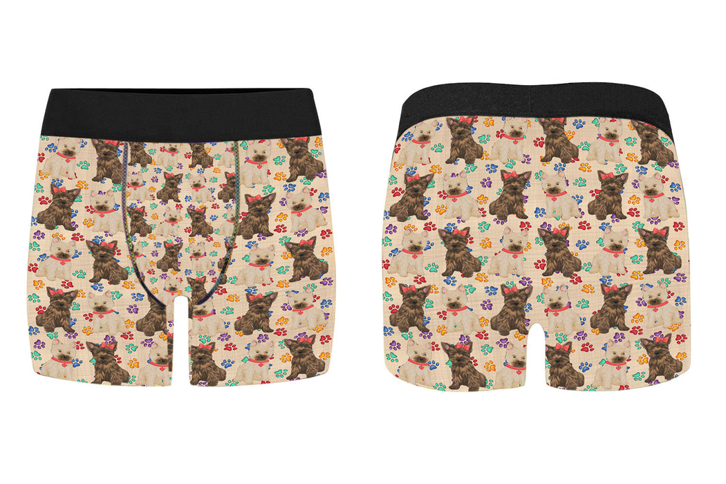 Rainbow Paw Print Cairn Terrier Dogs Red Men's Classic Boxer Briefs