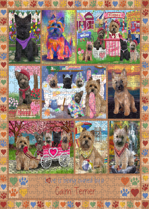 Love is Being Owned Cairn Terrier Dog Beige Puzzle with Photo Tin PUZL98348
