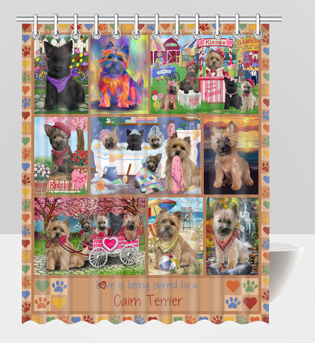 Love is Being Owned Cairn Terrier Dog Beige Shower Curtain