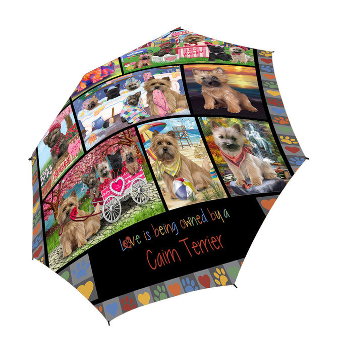Love is Being Owned Cairn Terrier Dog Grey Semi-Automatic Foldable Umbrella