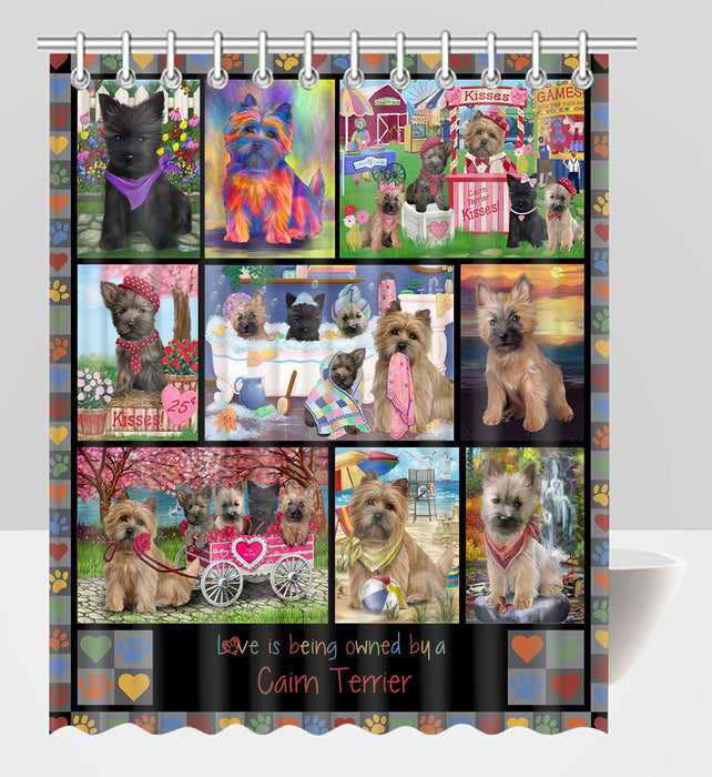 Love is Being Owned Cairn Terrier Dog Grey Shower Curtain