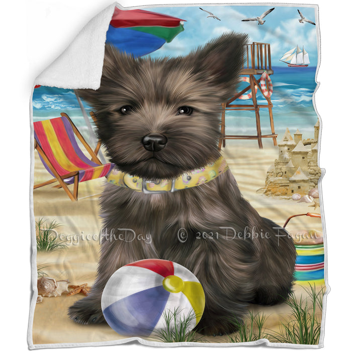 Pet Friendly Beach Cairn Terrier Dog Blanket BLNKT52743