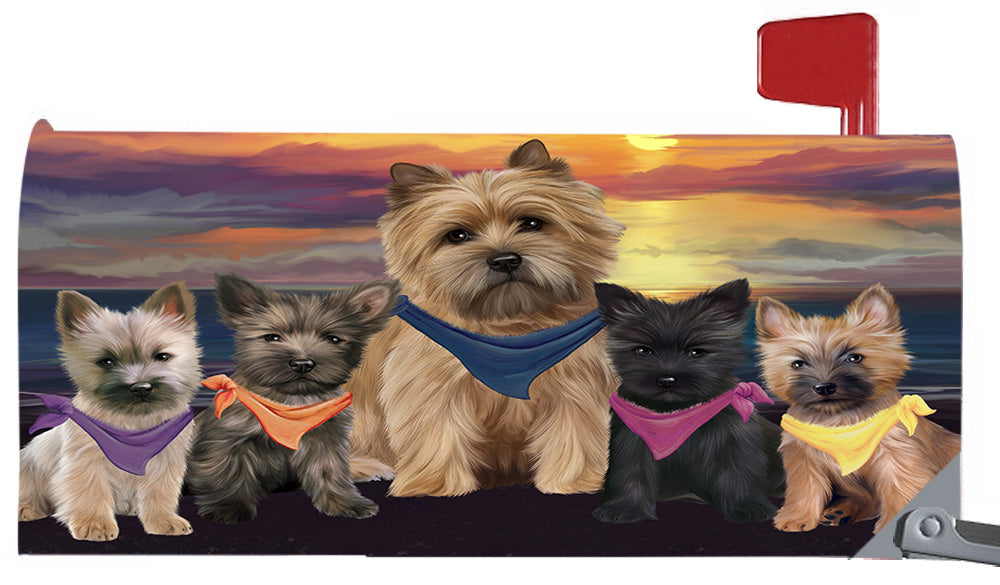 Family Sunset Portrait Cairn Terrier Dogs Magnetic Mailbox Cover MBC48461