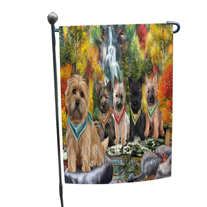 Scenic Waterfall Cairn Terriers Dog Garden Flag GFLG49546