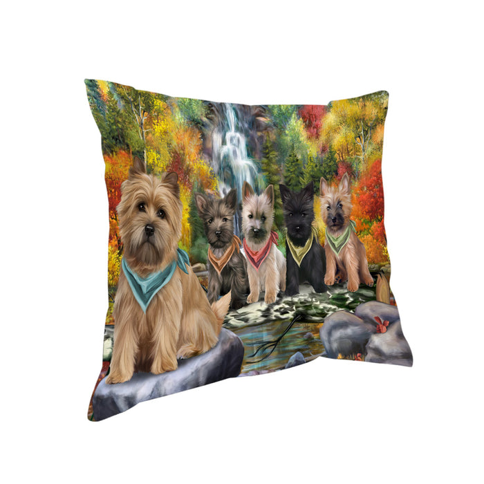 Scenic Waterfall Cairn Terriers Dog Pillow PIL54724