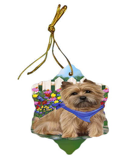 Spring Floral Cairn Terrier Dog Star Porcelain Ornament SPOR49821