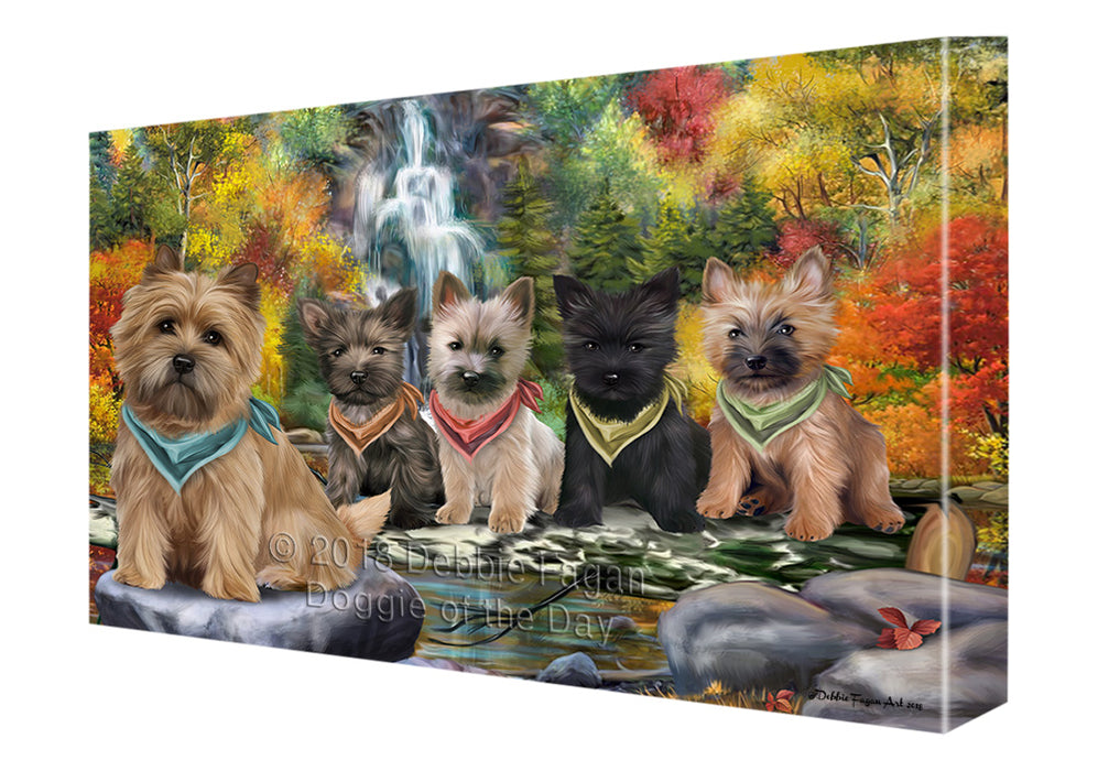 Scenic Waterfall Cairn Terriers Dog Canvas Wall Art CVS63205