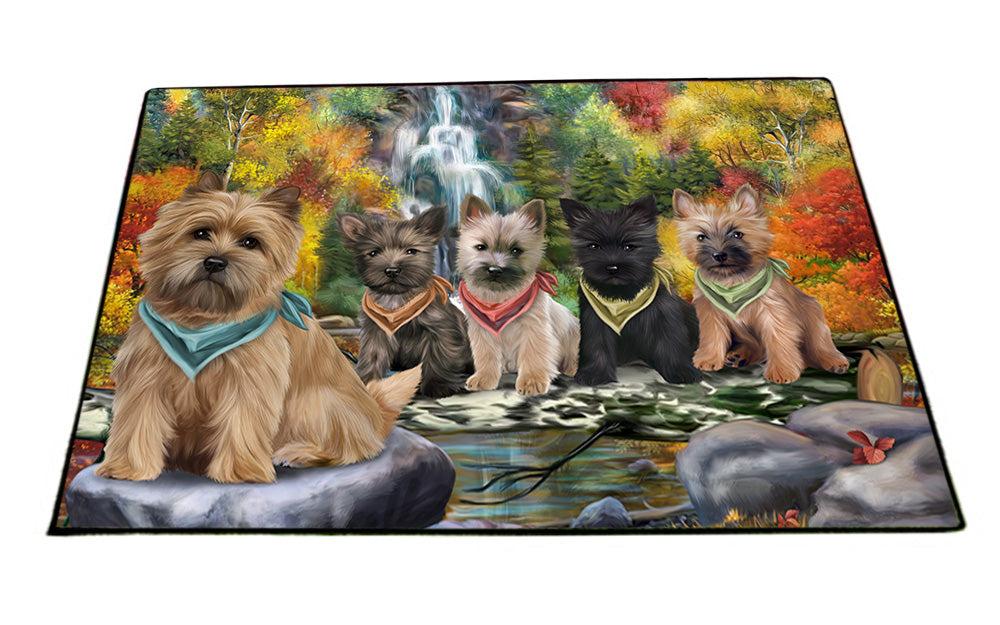 Scenic Waterfall Cairn Terriers Dog Floormat FLMS50061