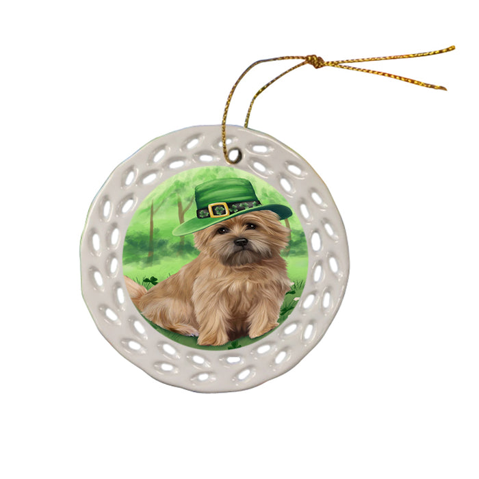 St. Patricks Day Irish Portrait Cairn Terrier Dog Ceramic Doily Ornament DPOR48758