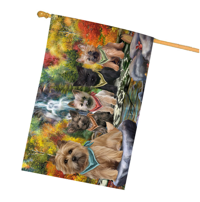 Scenic Waterfall Cairn Terriers Dog House Flag FLG49682