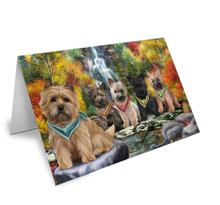 Scenic Waterfall Cairn Terriers Dog Handmade Artwork Assorted Pets Greeting Cards and Note Cards with Envelopes for All Occasions and Holiday Seasons GCD53180