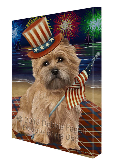 4th of July Independence Day Firework Cairn Terrier Dog Canvas Wall Art CVS55362