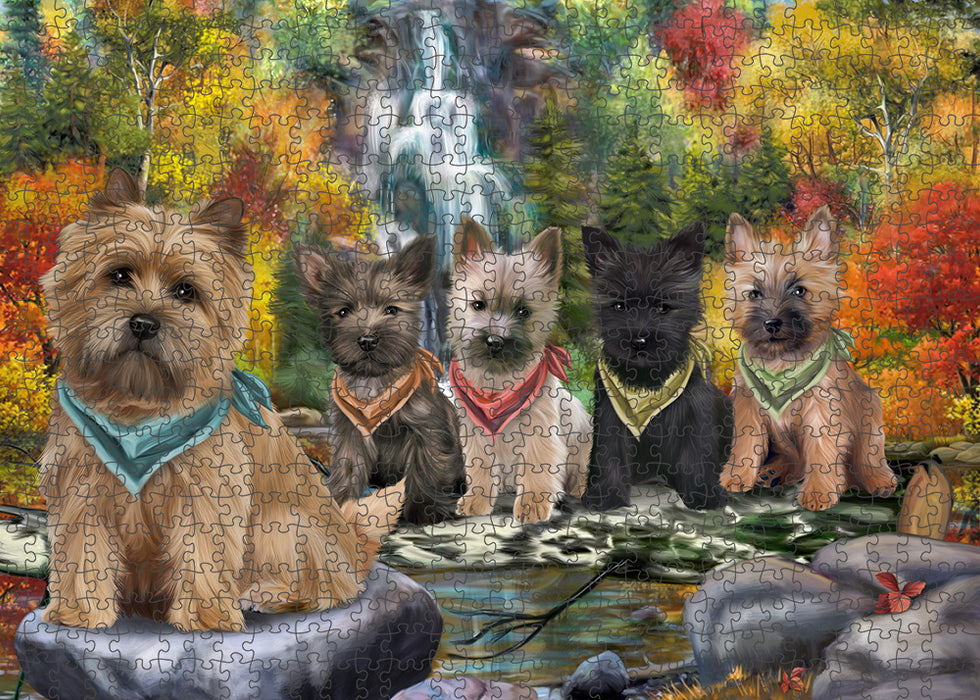 Scenic Waterfall Cairn Terriers Dog Puzzle with Photo Tin PUZL52857