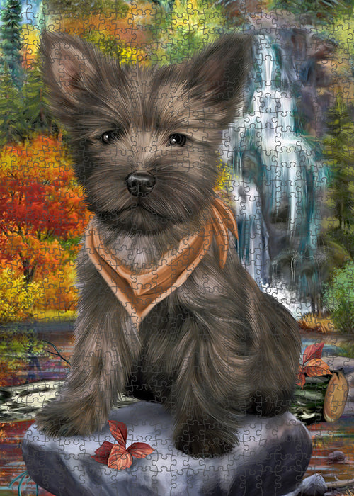 Scenic Waterfall Cairn Terrier Dog Puzzle with Photo Tin PUZL52860