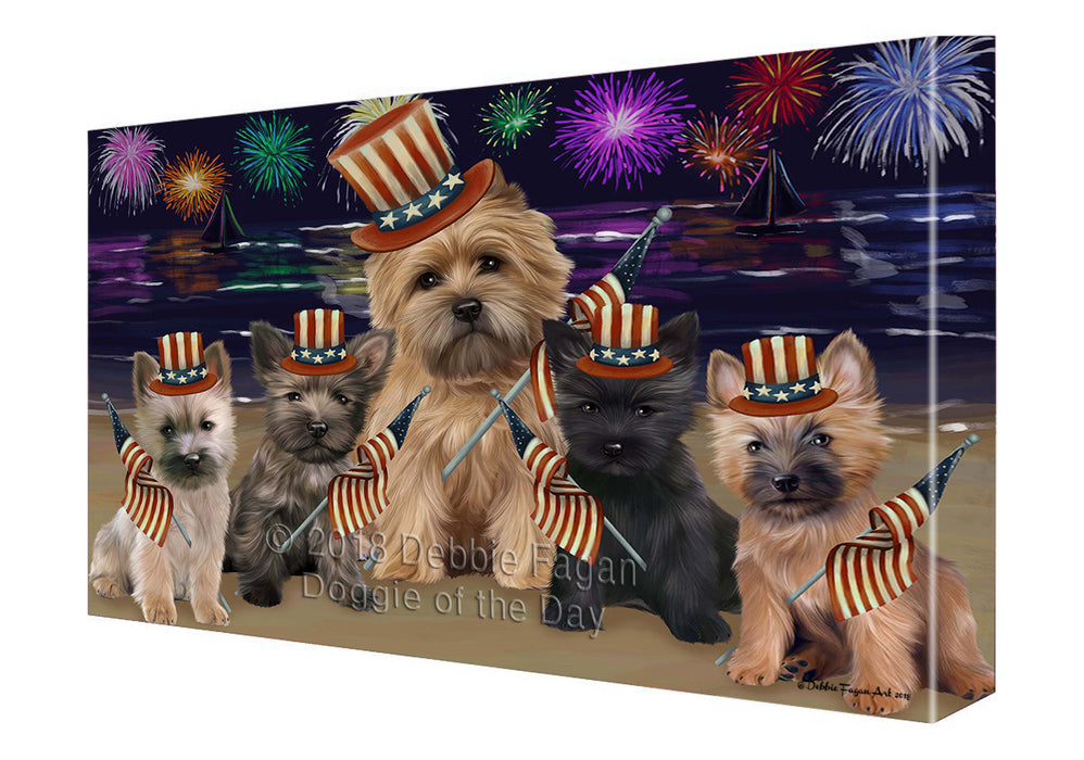 4th of July Independence Day Firework Cairn Terriers Dog Canvas Wall Art CVS55371