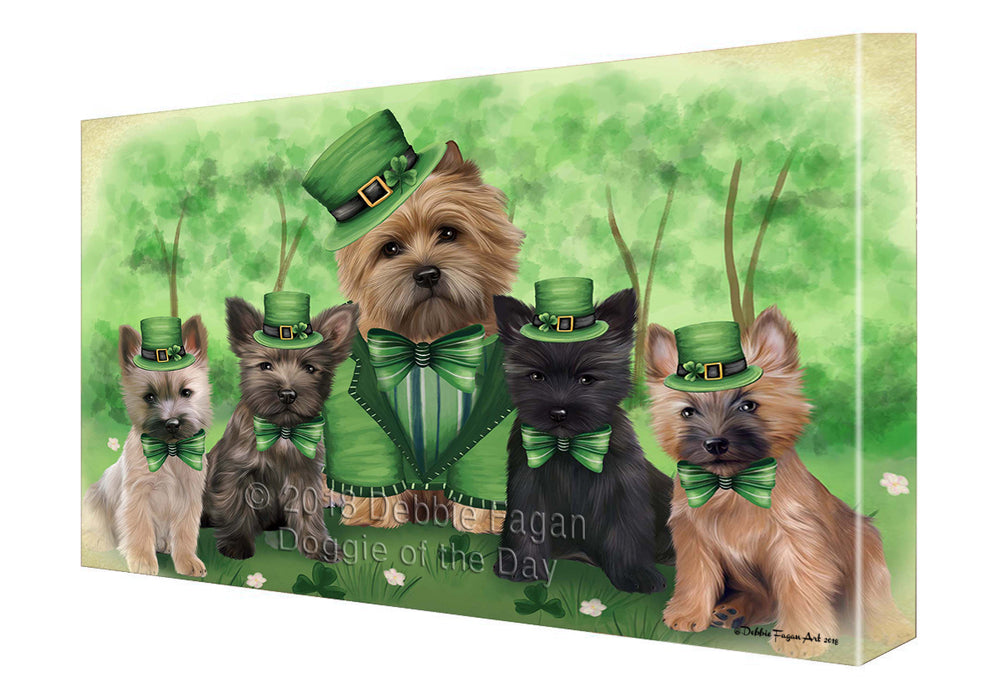 St. Patricks Day Irish Family Portrait Cairn Terriers Dog Canvas Wall Art CVS54444