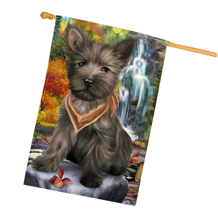 Scenic Waterfall Cairn Terrier Dog House Flag FLG49683