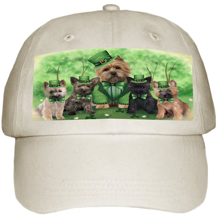 St. Patricks Day Irish Family Portrait Cairn Terriers Dog Ball Hat Cap HAT50010