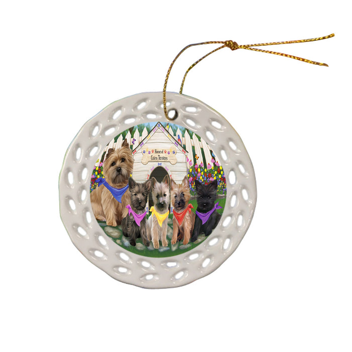 Spring Dog House Cairn Terriers Dog Ceramic Doily Ornament DPOR49830