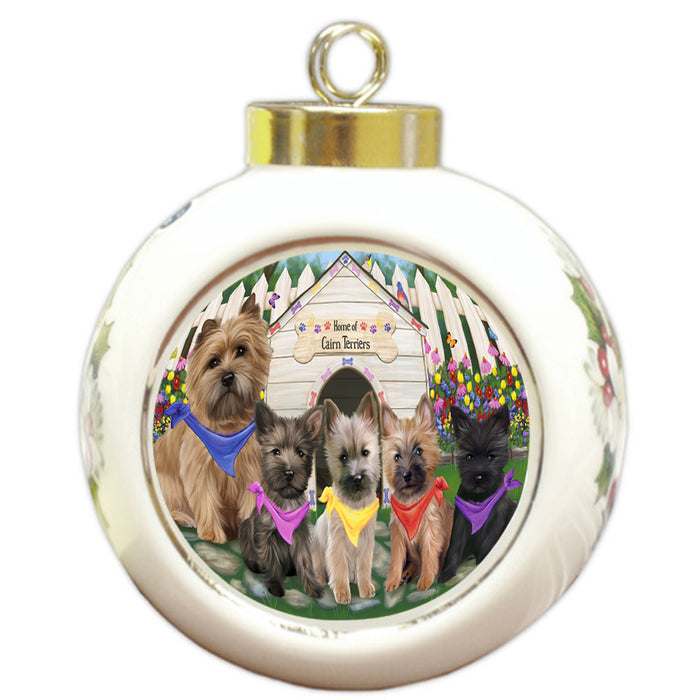 Spring Dog House Cairn Terriers Dog Round Ball Christmas Ornament RBPOR49830