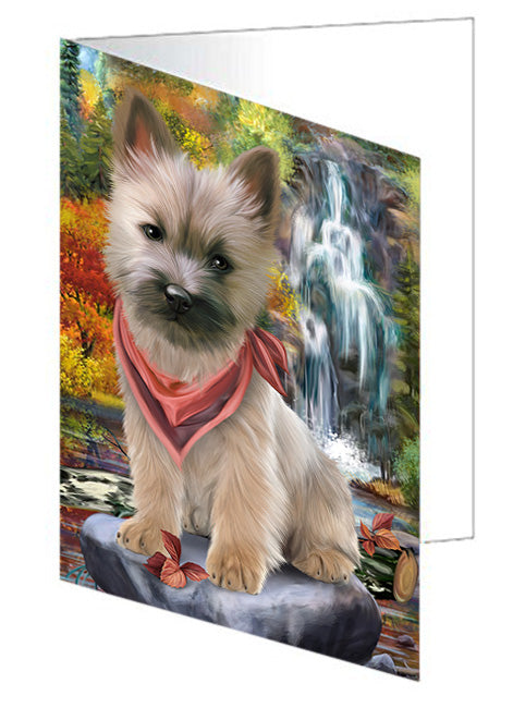 Scenic Waterfall Cairn Terrier Dog Handmade Artwork Assorted Pets Greeting Cards and Note Cards with Envelopes for All Occasions and Holiday Seasons GCD53186