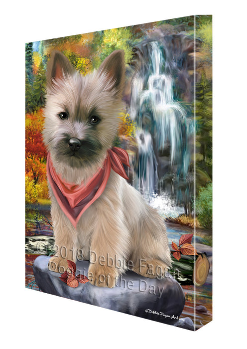 Scenic Waterfall Cairn Terrier Dog Canvas Wall Art CVS63223