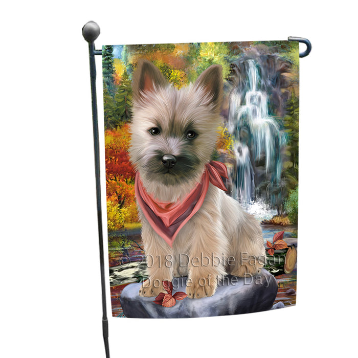 Scenic Waterfall Cairn Terrier Dog Garden Flag GFLG49548