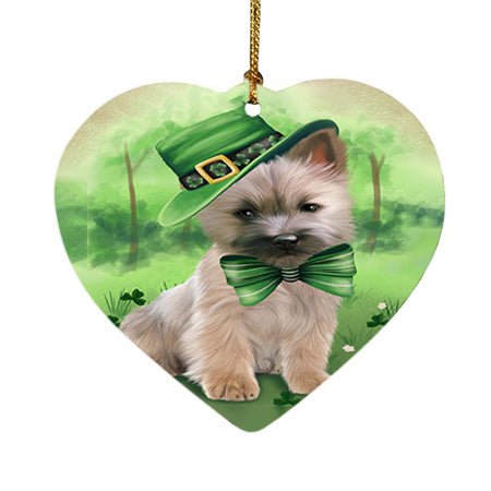 St. Patricks Day Irish Portrait Cairn Terrier Dog Heart Christmas Ornament HPOR48760