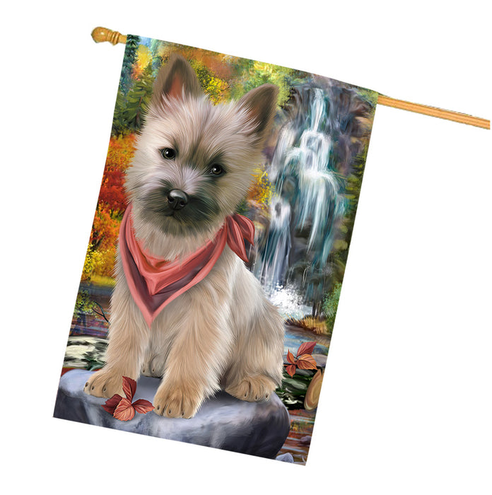 Scenic Waterfall Cairn Terrier Dog House Flag FLG49684
