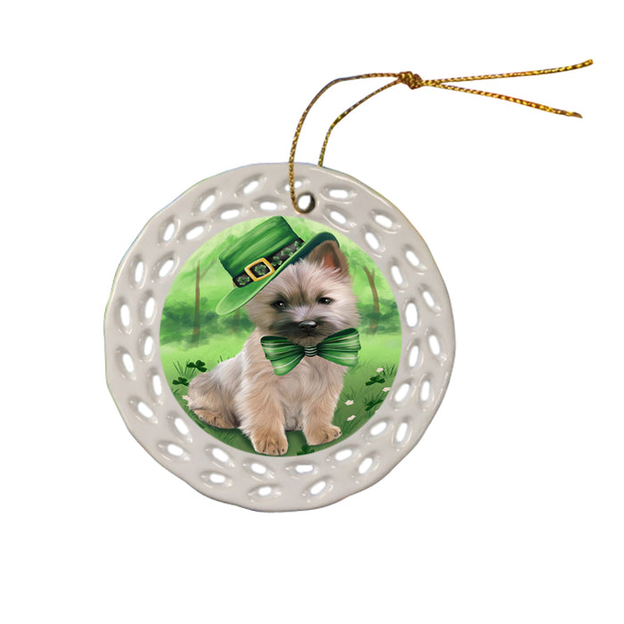 St. Patricks Day Irish Portrait Cairn Terrier Dog Ceramic Doily Ornament DPOR48760
