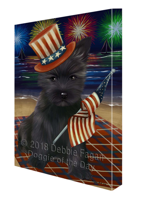 4th of July Independence Day Firework Cairn Terrier Dog Canvas Wall Art CVS55380