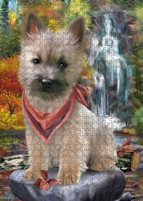 Scenic Waterfall Cairn Terrier Dog Puzzle with Photo Tin PUZL52863